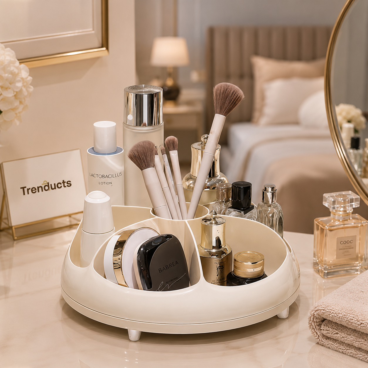 Rotating Cosmetic Organizer Tray - Makeup & Skincare Storage