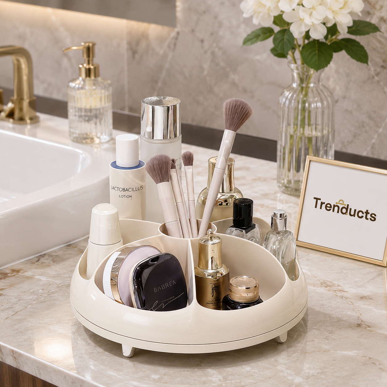 Rotating Cosmetic Organizer Tray - Makeup & Skincare Storage