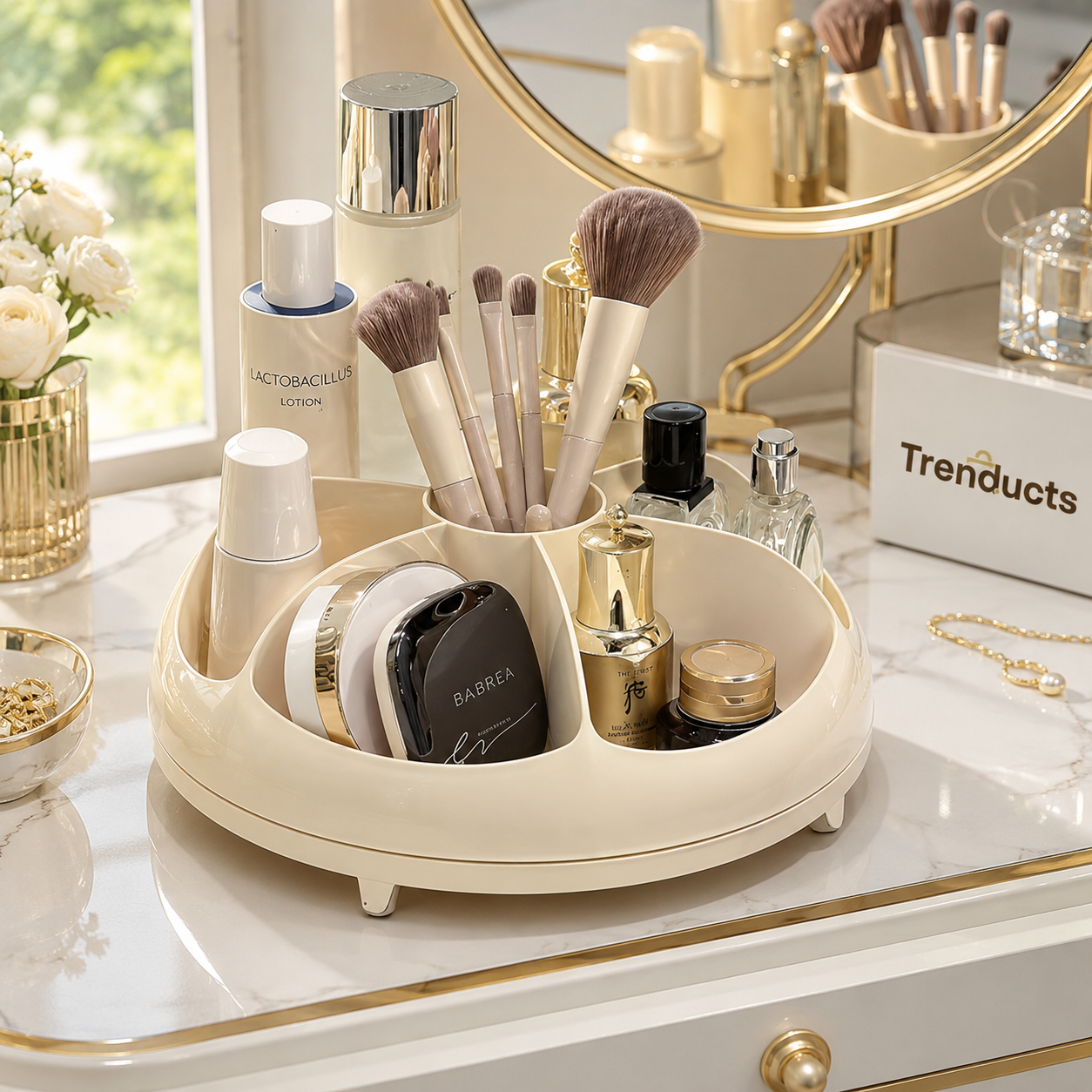 Rotating Cosmetic Organizer Tray - Makeup & Skincare Storage