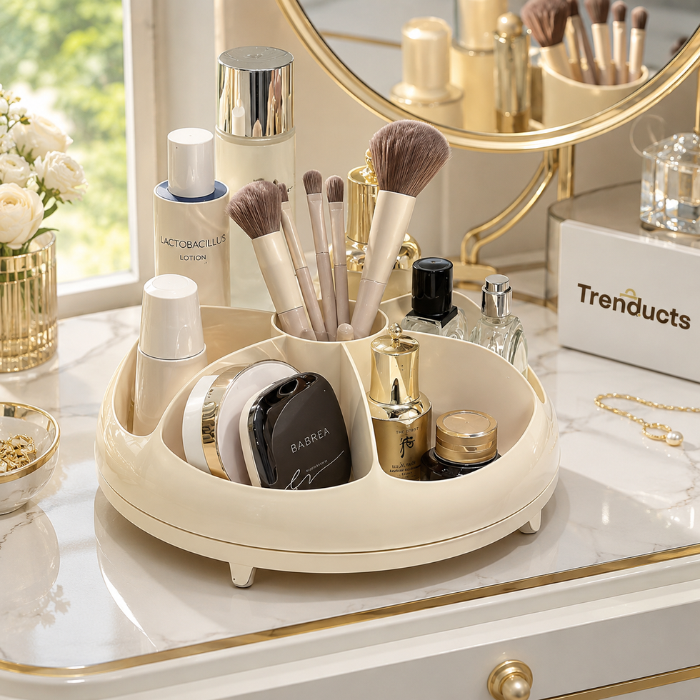 Rotating Cosmetic Organizer Tray - Makeup & Skincare Storage