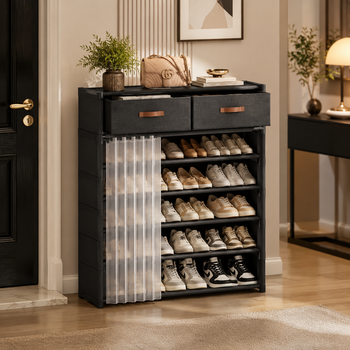 Premium Dustproof Shoe Rack Organizer - Multi-Layer Shoe Cabinet with Fabric Drawers