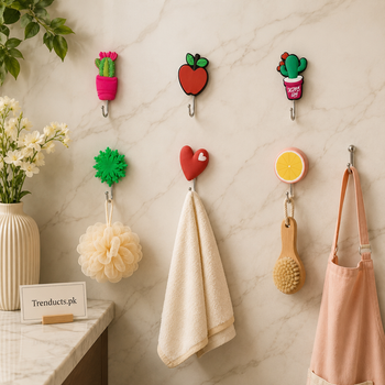 Cute Cartoon Adhesive Wall Hooks -  No-Drill Hooks (Each & Random Design)