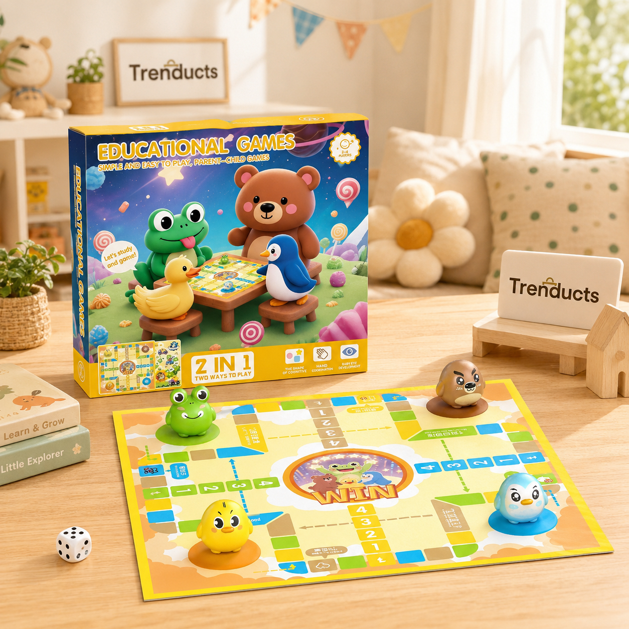 2-in-1 Educational Children's Ludo Board Game