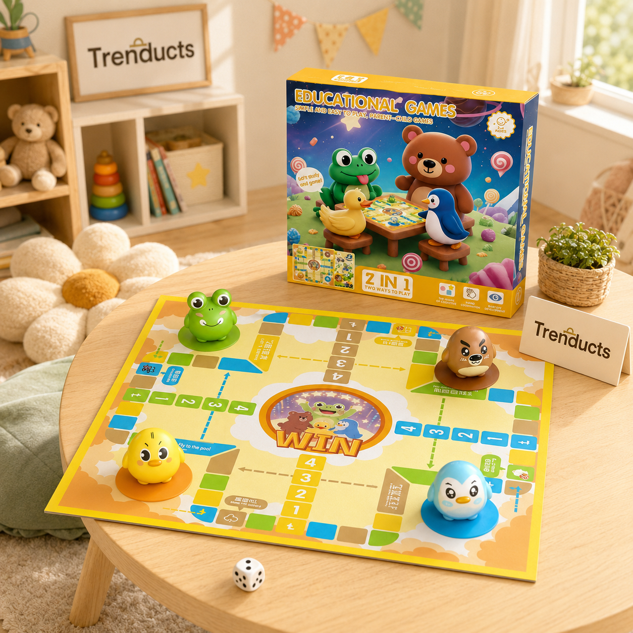 2-in-1 Educational Children's Ludo Board Game
