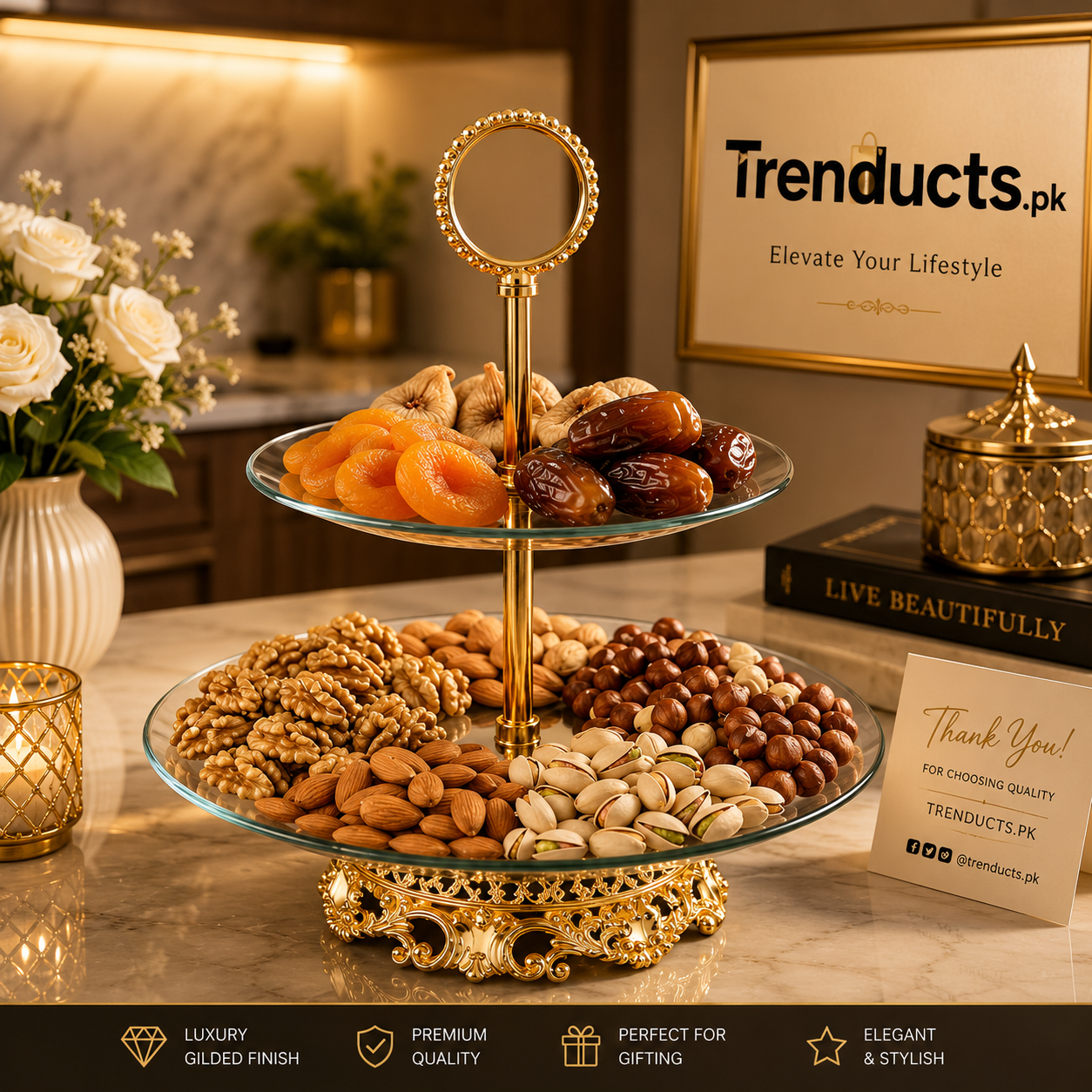 2-Tier Luxury Dry Fruit Tray