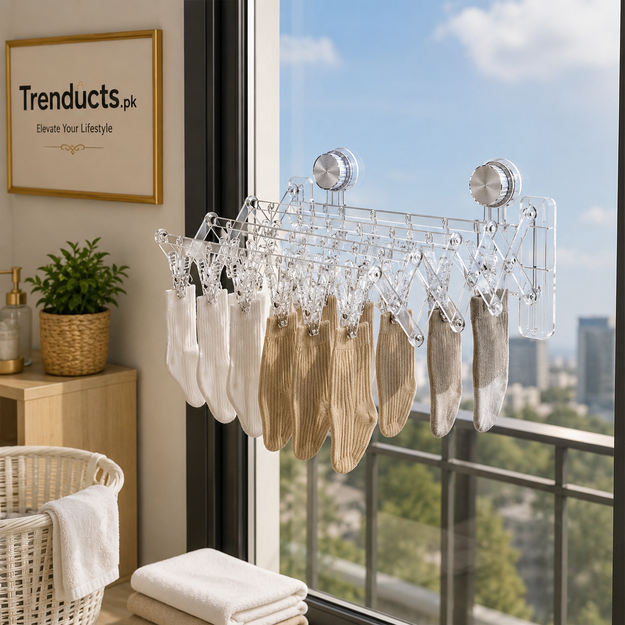 FlexiGrip Sock Rack | Retractable Suction Drying Hanger