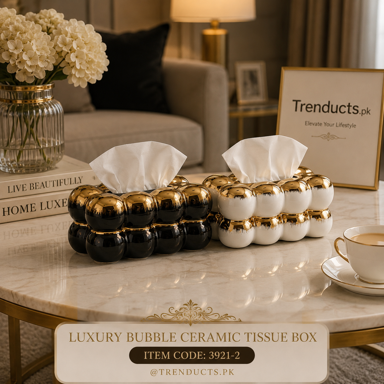 Bubble Ceramic Tissue Box - Luxury Dispenser