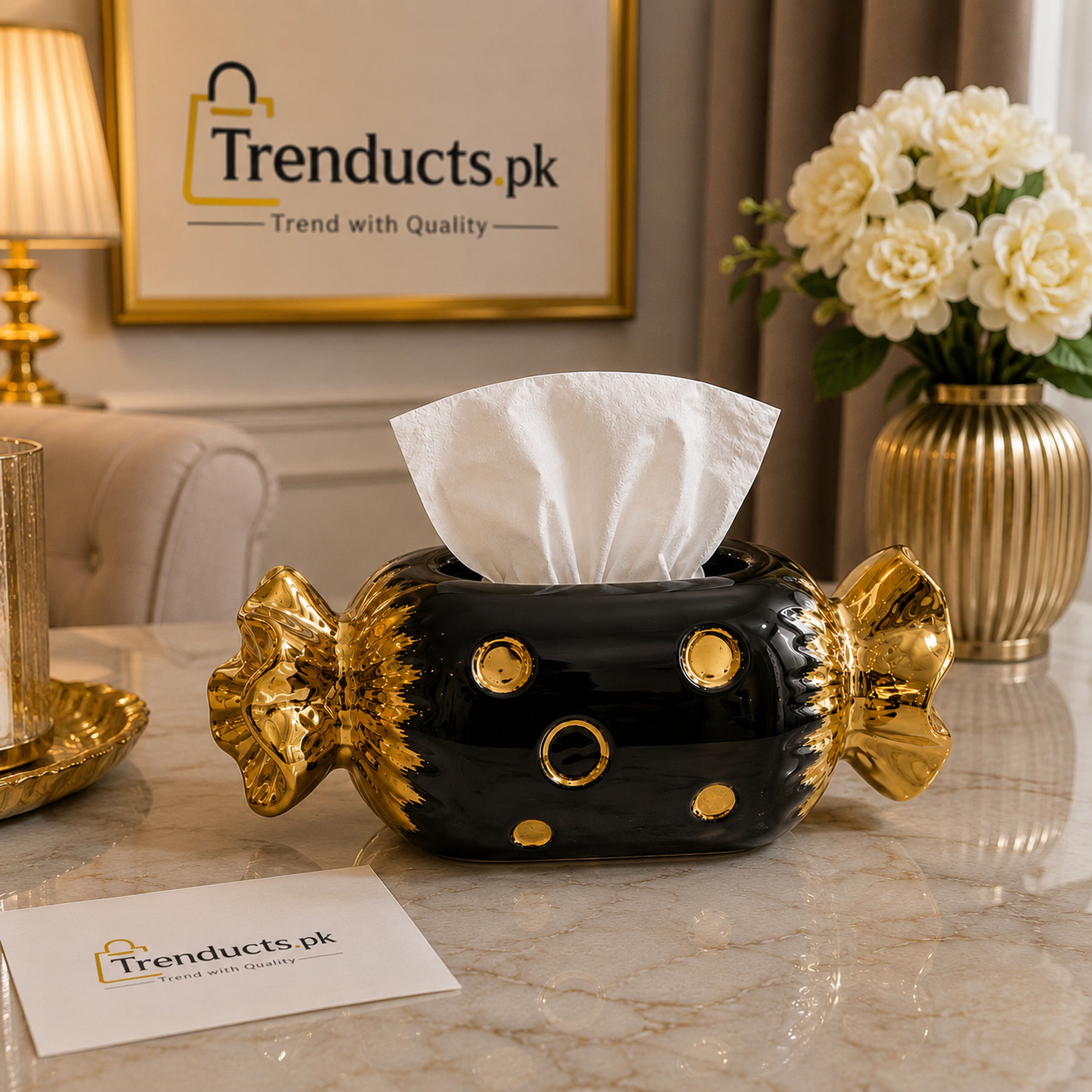 Toffee Bow Case - Luxury Ceramic Tissue Box