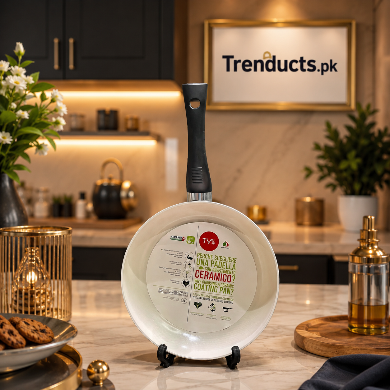 TVS Italy Ceramic Coated Frying Pan 20cm - Premium Non-Stick Skillet