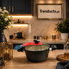 TVS Italy Ceramic Coated Cooking Pot 20cm | Premium Casserole with Glass Lid