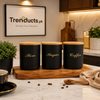 Modern Metal Airtight Tea Coffee Sugar Canisters - 3-Piece Storage Jar Set