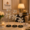 Crystal Flower Metal Candle Holder Set | Luxury Table Decor