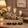 Crystal Flower Metal Candle Holder Set | Luxury Table Decor