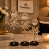 Crystal Flower Metal Candle Holder Set | Luxury Table Decor