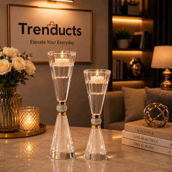 Crystal Hourglass Candle Holder Set - Luxury Table Centerpiece