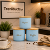 Metal Airtight Tea Coffee Sugar Canisters - 3-Piece Storage Jar Set