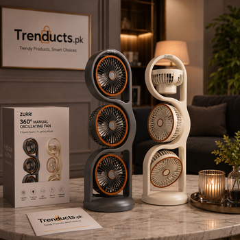 Rechargeable 360° Oscillating Table Fan with LED Light