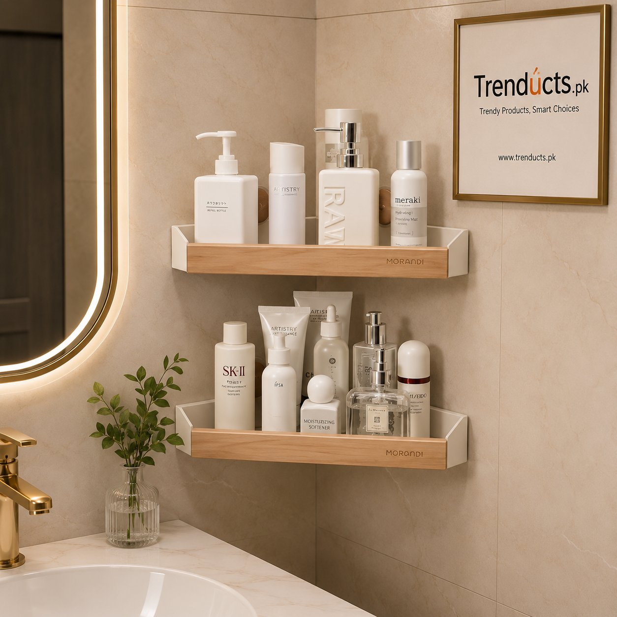 Self-Adhesive ABS Plastic Bathroom Corner Rack Shelf