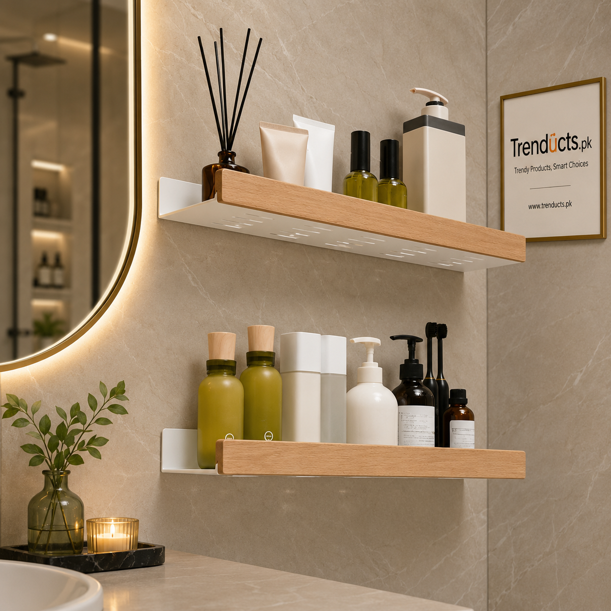 Self-Adhesive ABS Plastic Straight Wall Shelf Organizer