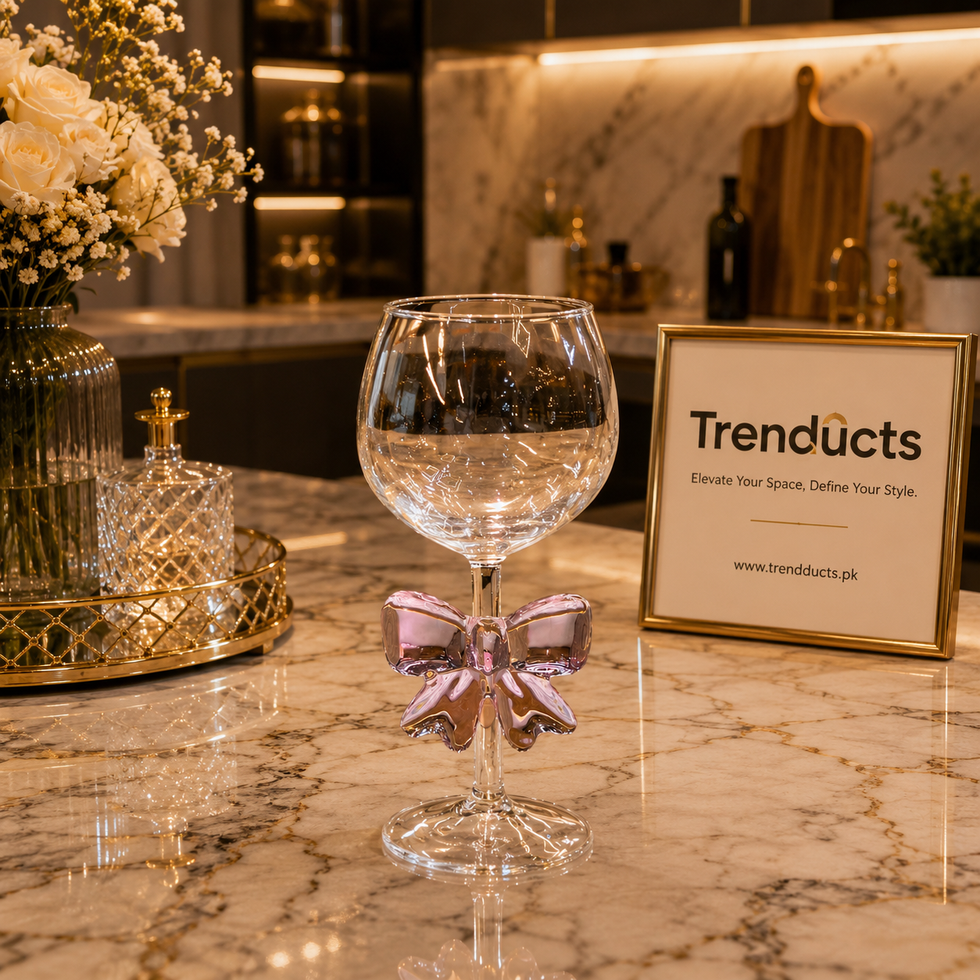 Luxury Bow Stem Goblet Glass – Elegant Crystal Wine & Mocktail Glass