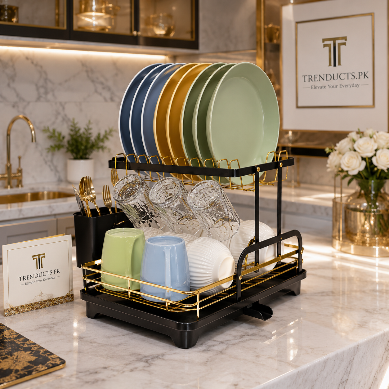 Premium Heavy-Duty Countertop Kitchen Dish Storage Rack