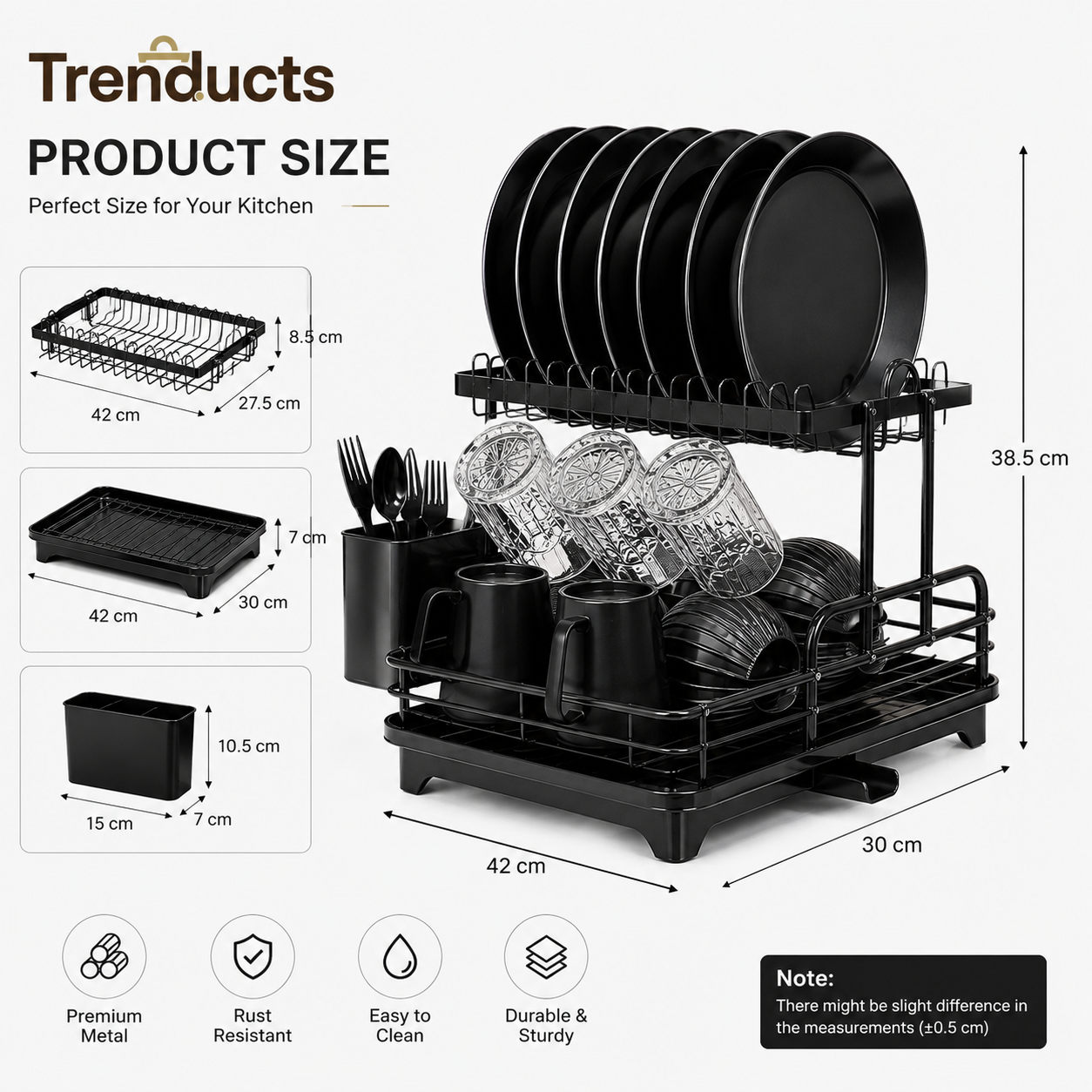 Premium Heavy-Duty Countertop Kitchen Dish Storage Rack