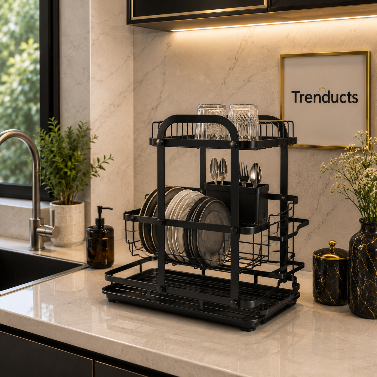 Premium Heavy-Duty Countertop Kitchen Dish Storage Rack