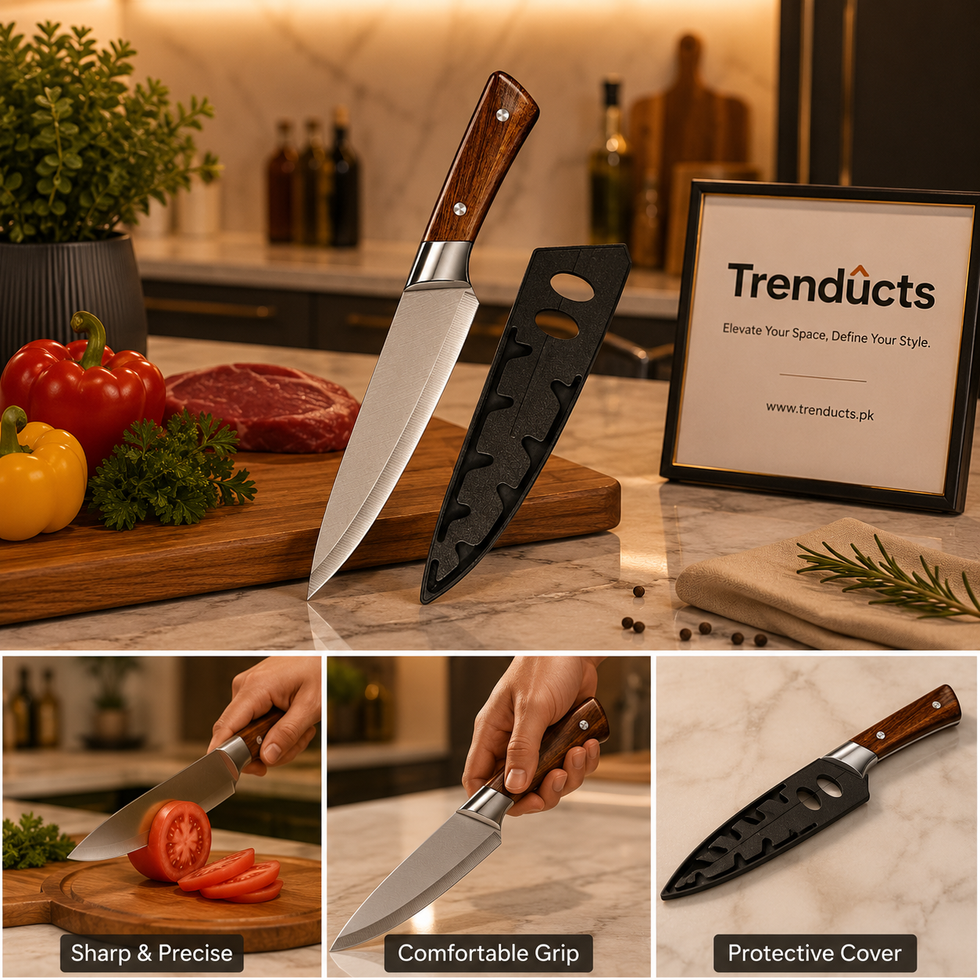 8" Stainless Steel Chef Knife with Protective Cover