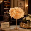 Elegant 18" Feather Table Lamp with Golden Metal Base