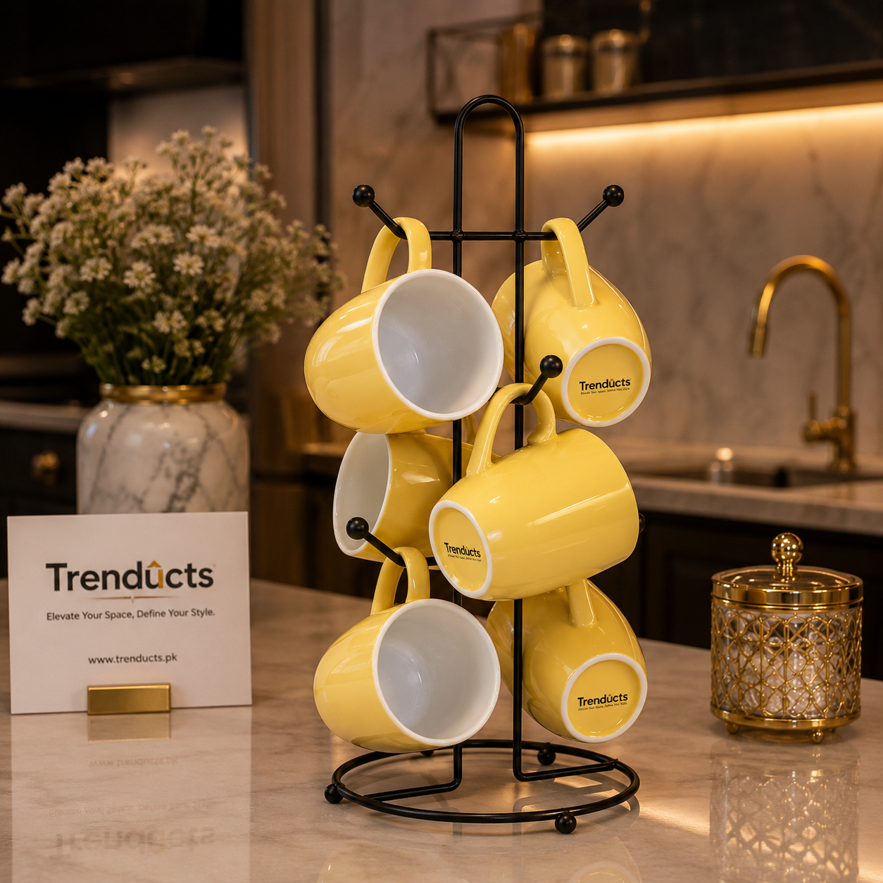 Iron Mug Stand Tree: Modern Kitchen Coffee Cup Holder