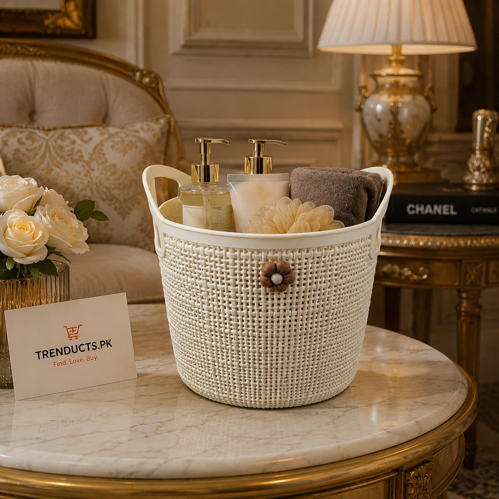 Imitation Rattan Plastic Storage Baskets with Handles