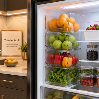 Acrylic Fridge Storage Basket - Stackable Clear Organizer