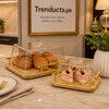 Square Wooden Cake Stand with Acrylic Dome & Gold Handle