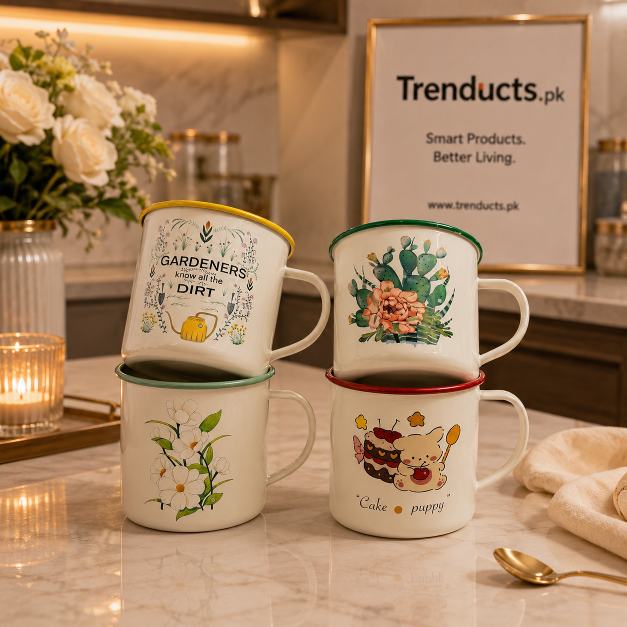 Vintage Enamel Coated Metal Mugs (each)