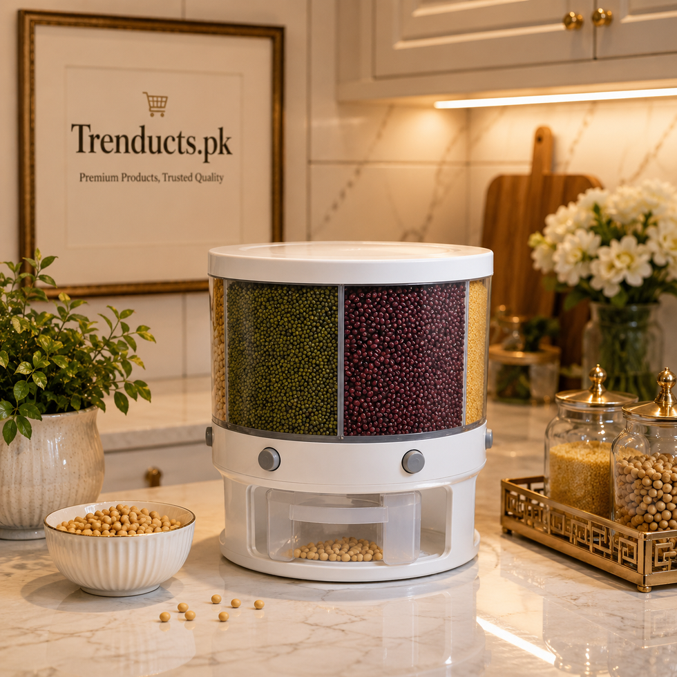 360° Rotating Cereal Dispenser: 6-Compartment Dry Food Bin