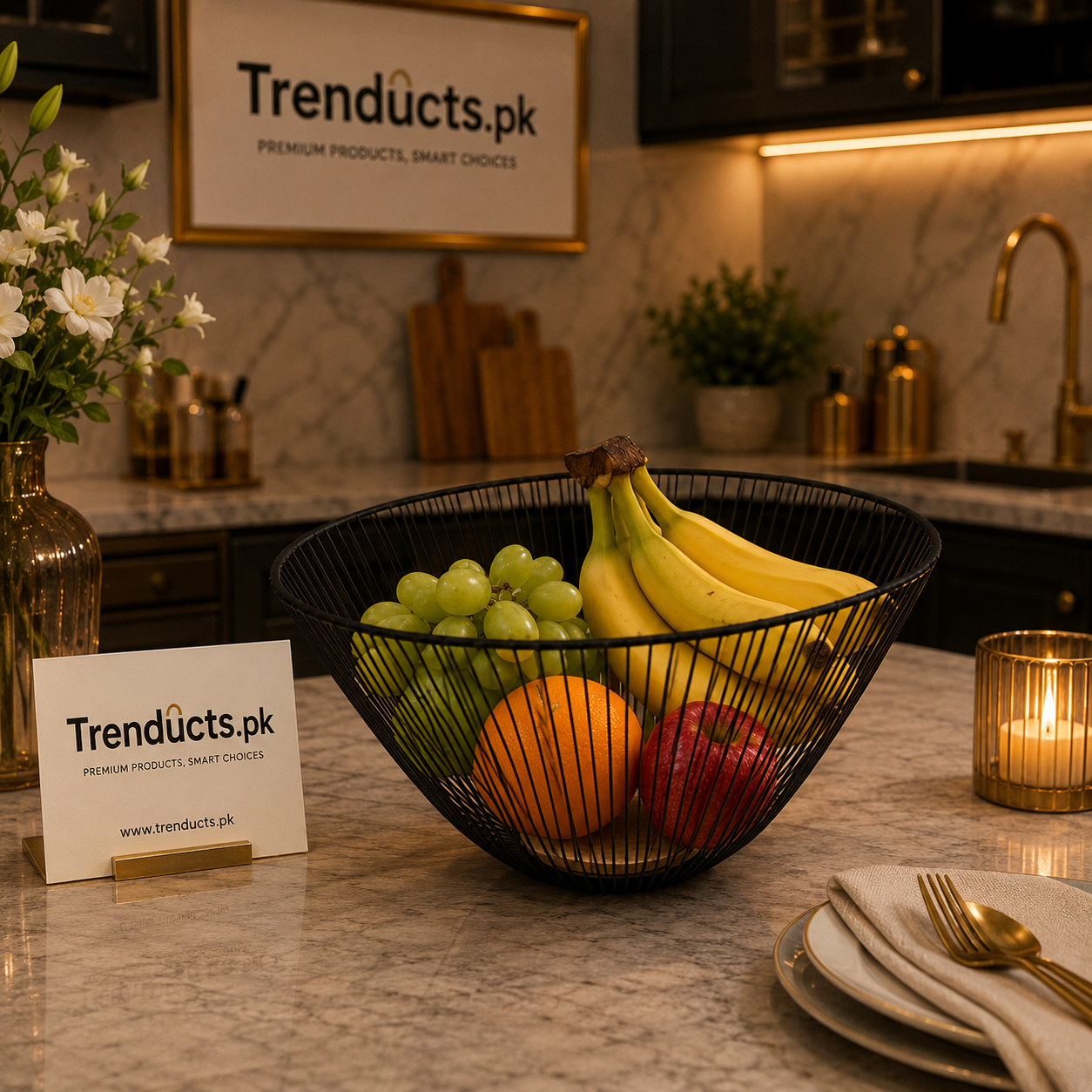 Premium Minimalist Metal Wire Fruit Basket