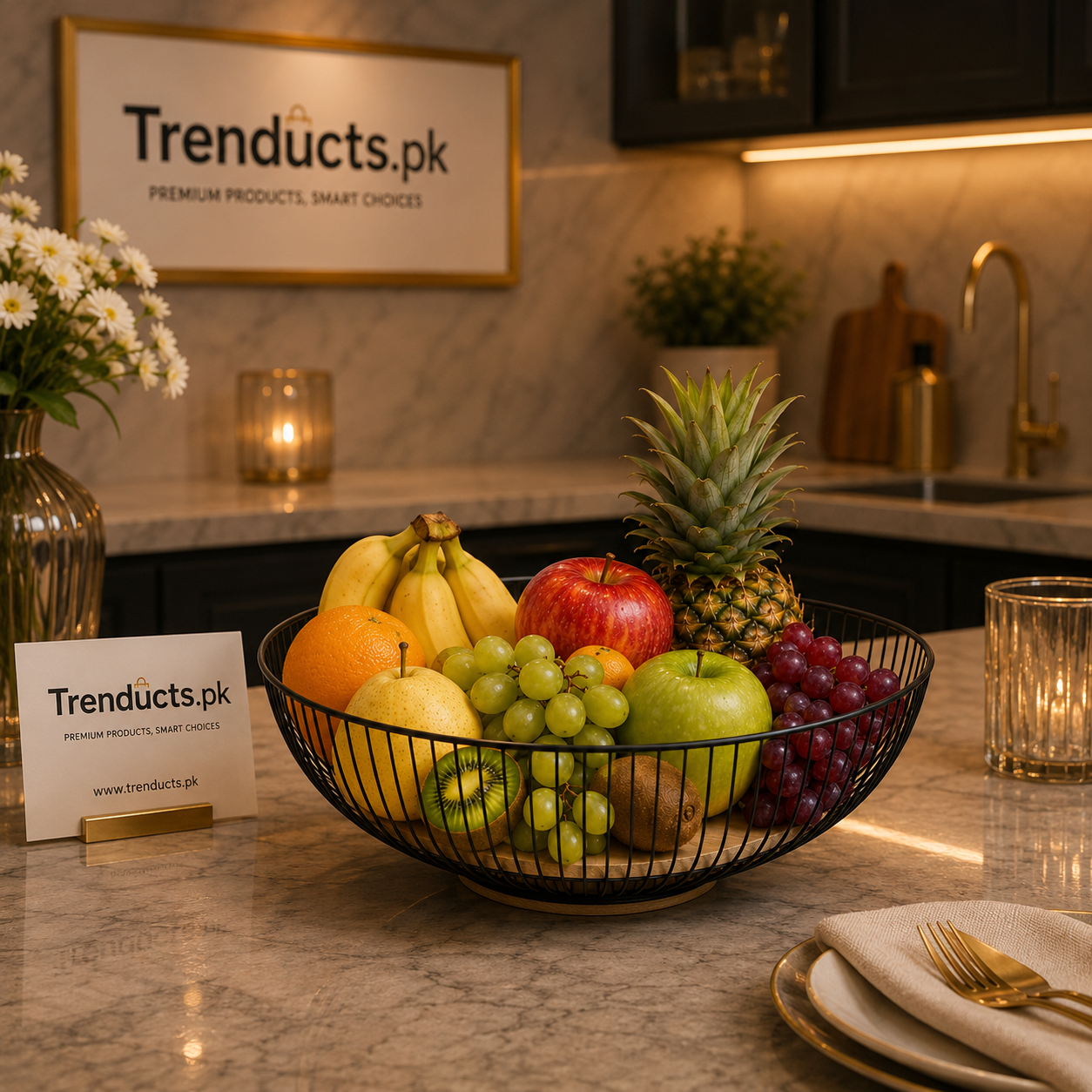 Geometric Metal Wire Fruit Bowl