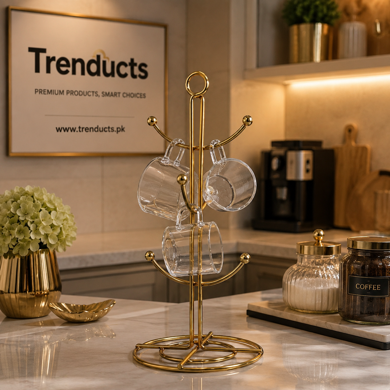 Golden Mug Tree - Premium Cup Holder Stand