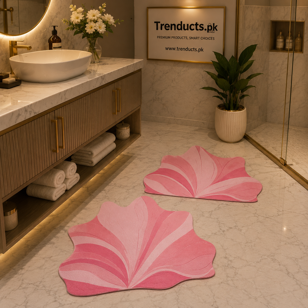 Elegant Anti-Slip Mat - Luxury Floral Absorbent Rug