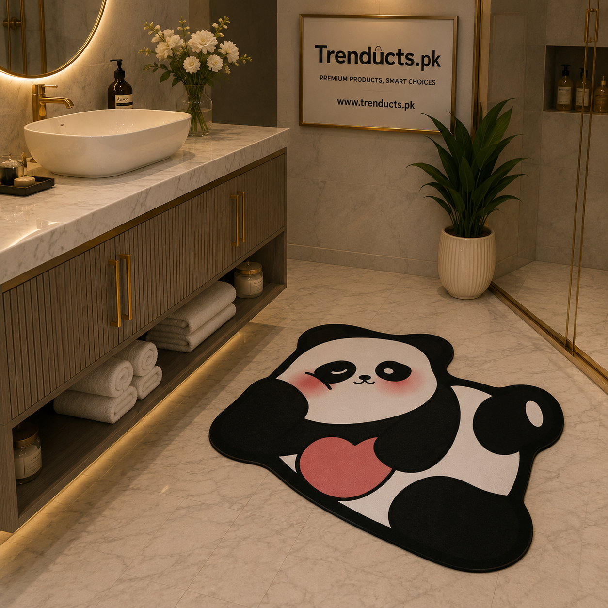 Cute Anti-Slip Mat - Kids Panda Absorbent Floor Rug
