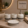 4-Piece Bathroom Accessories Set - Speckled Ceramic Kit