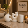 4-Piece Modern Ceramic Bathroom Set - Abstract White Kit