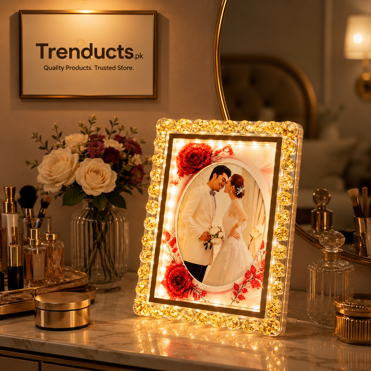 Premium LED Crystal Photo Frame - Luminous Memory Display