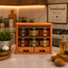 Premium Spice Rack Organizer - 6-Piece Crystal Jar Masala Box Set