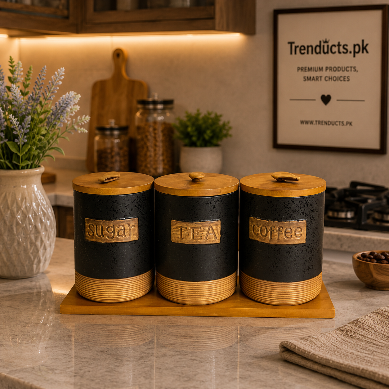 3-Pcs Crafted Matte Ceramic Canister Set