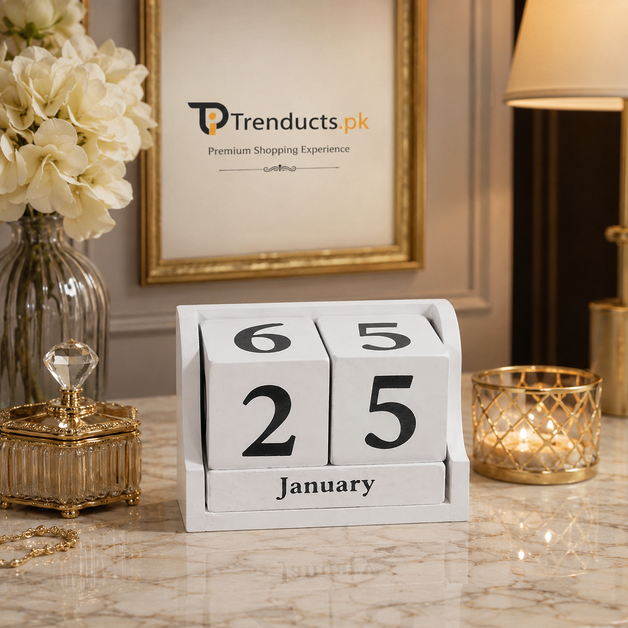 Premium Classic Wooden Perpetual Desk Calendar