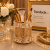 Luxury Ice Gold Metal & Crystal Makeup Brush Holder (Random Design)