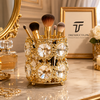 Luxury Ice Gold Metal & Crystal Makeup Brush Holder (Random Design)