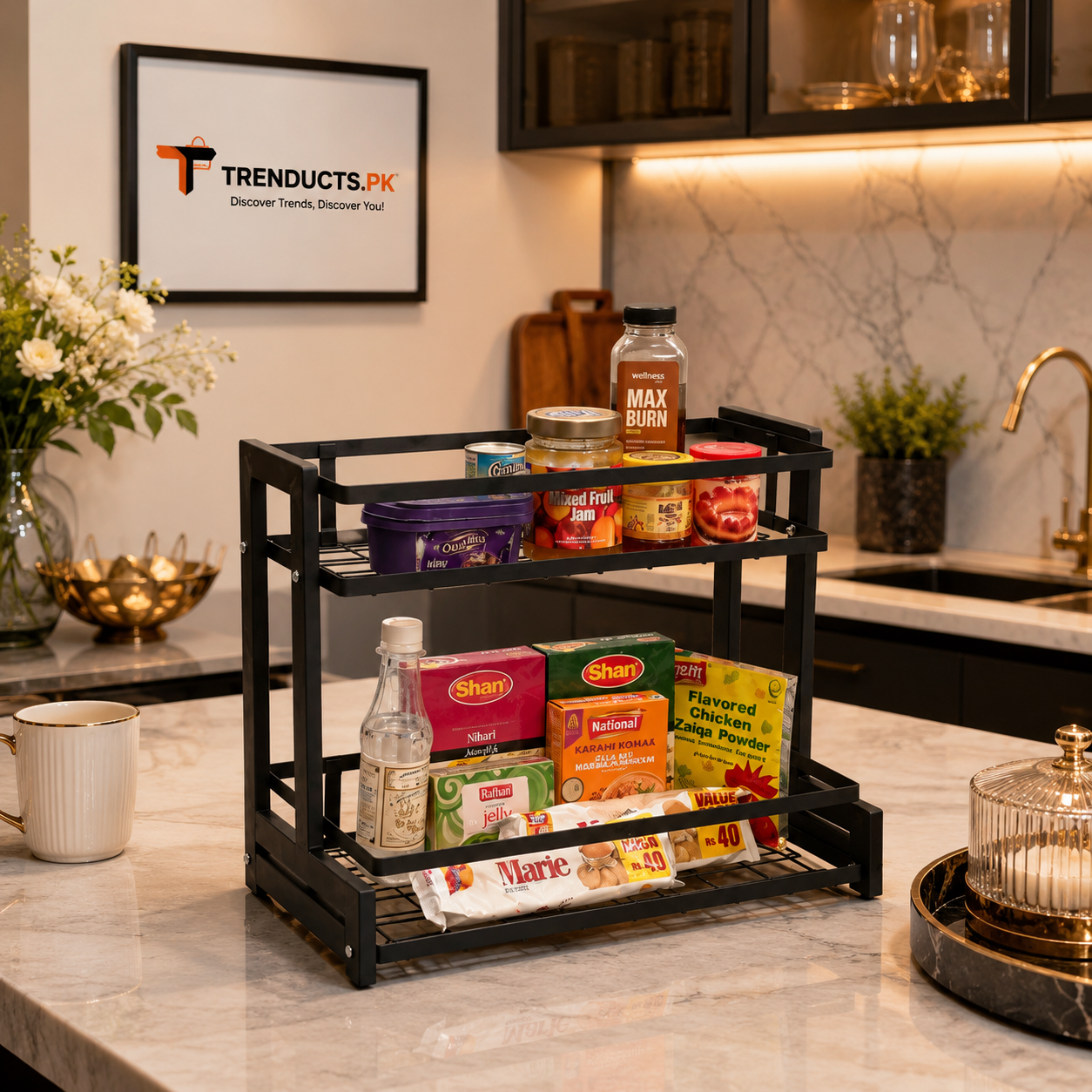 Multi-Tier Countertop Storage Rack & Spice Organizer