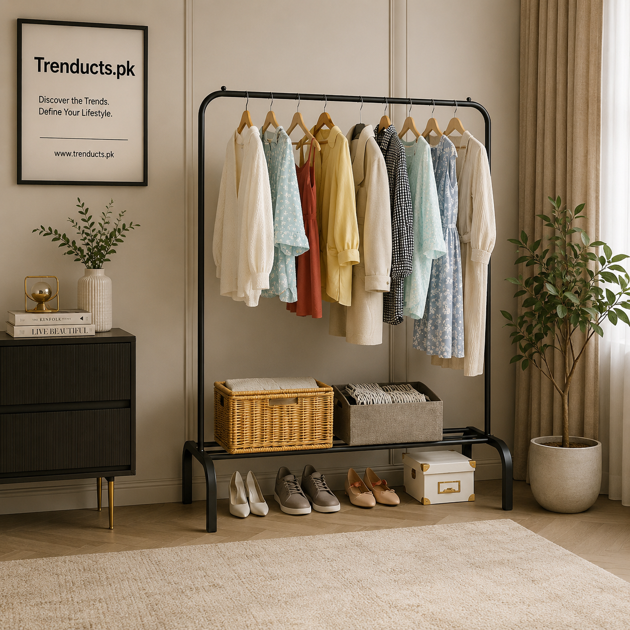 Premium Single Pole Metal Clothes Stand & Garment Rack